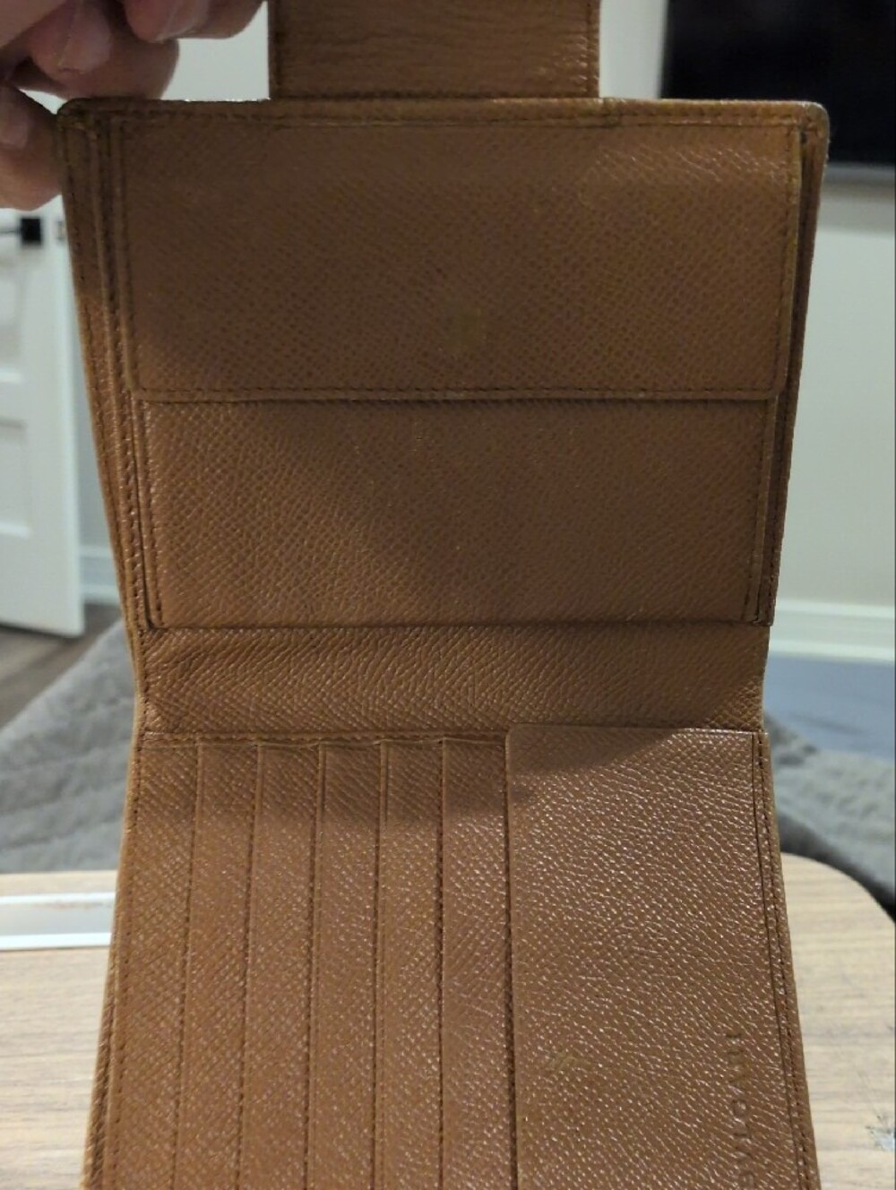 BVLGARI Vintage Classico Leather Compact Bifold Wallet Camel Tan Gold - Picture 2 of 12